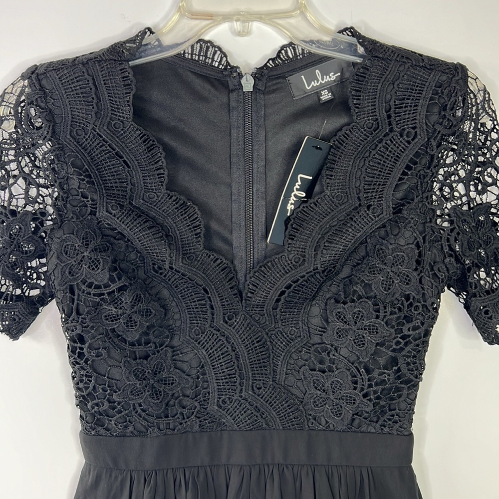 LULUS WOMEN’S NWT ANGEL IN DISGUISE BLACK LACE SKATER  DRESS SZ 4 - Picture 6 of 9